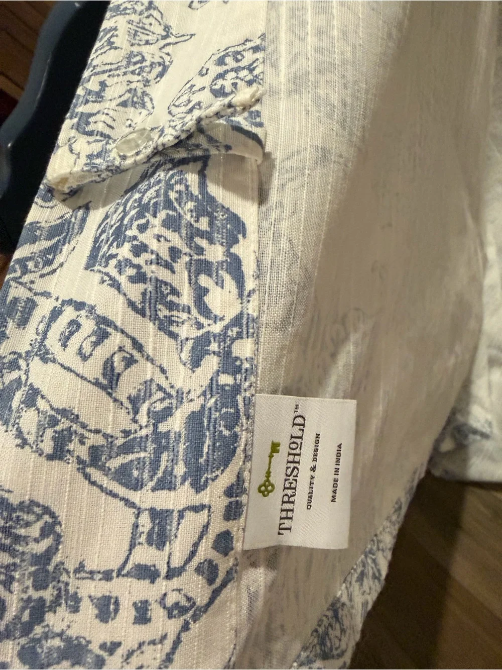 Threshold Blue Floral Light-Filtering Curtain Panel (set of 2)